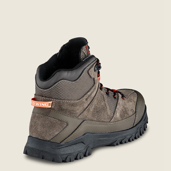 Red Wing Mens Hiking Boots - Trbo - 5-inch Waterproof Soft Toe - Grey Brown - QGT792643